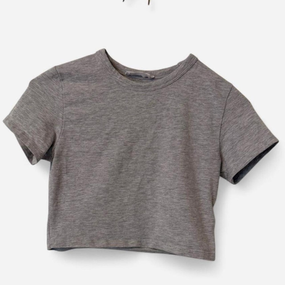 Grey cotton micro crop top